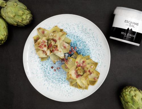 ARTICHOKES WITH HAM AND SALT FLAKES