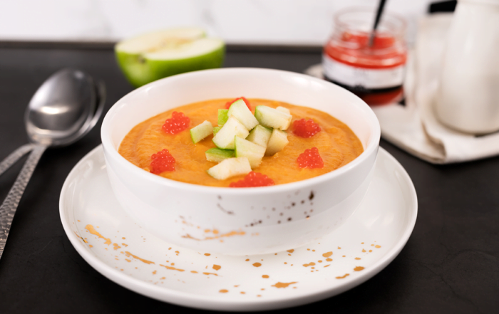 crema batata manzana sal esferificada picante