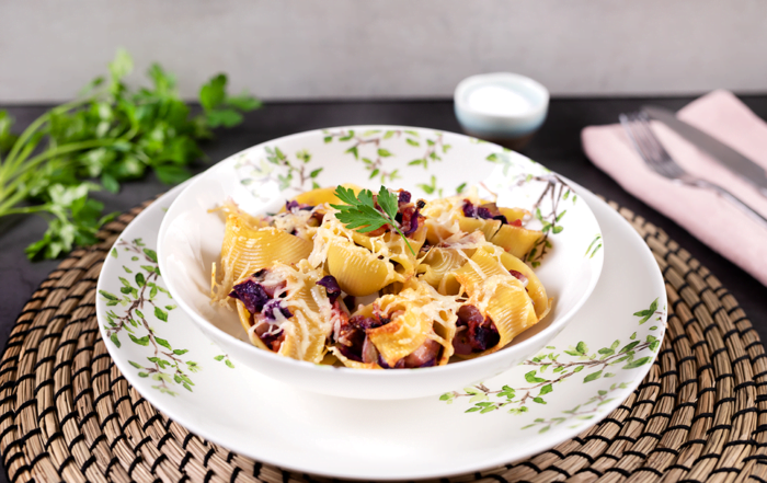 pasta rellena de verduras y sal milenia