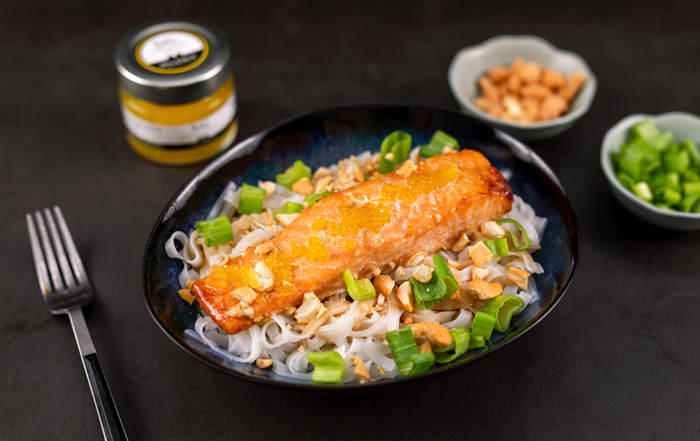 salmon teriyaki sal esferificada citrica milenia