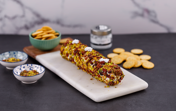 rollo queso arandanos pistachos