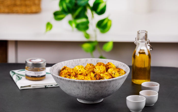 coliflor horno especiada sal esferificada picante milenia