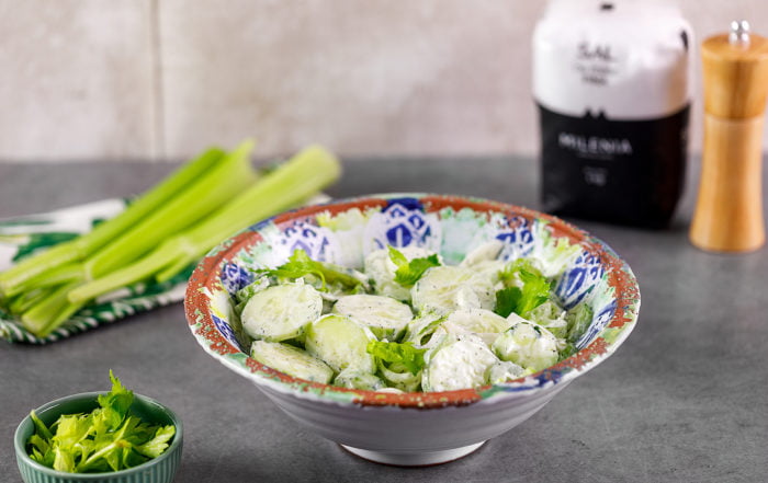 ensalada de pepino de sal de mesa fina milenia